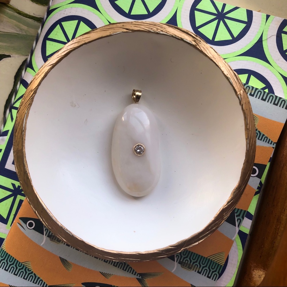 Rosalie beach stone + 14k gold + diamond